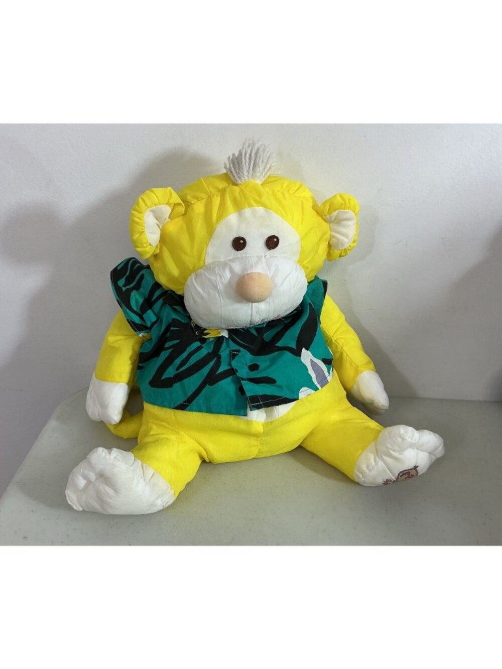 Fisher Price Puffalump Yellow White Monkey Hawaiian Shirt Vintage 1987 Nylon